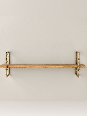 Twisted Brass and Wood Singular Wall Shelf, 24” Hearth & Hand Magnolia, SOLD OUT